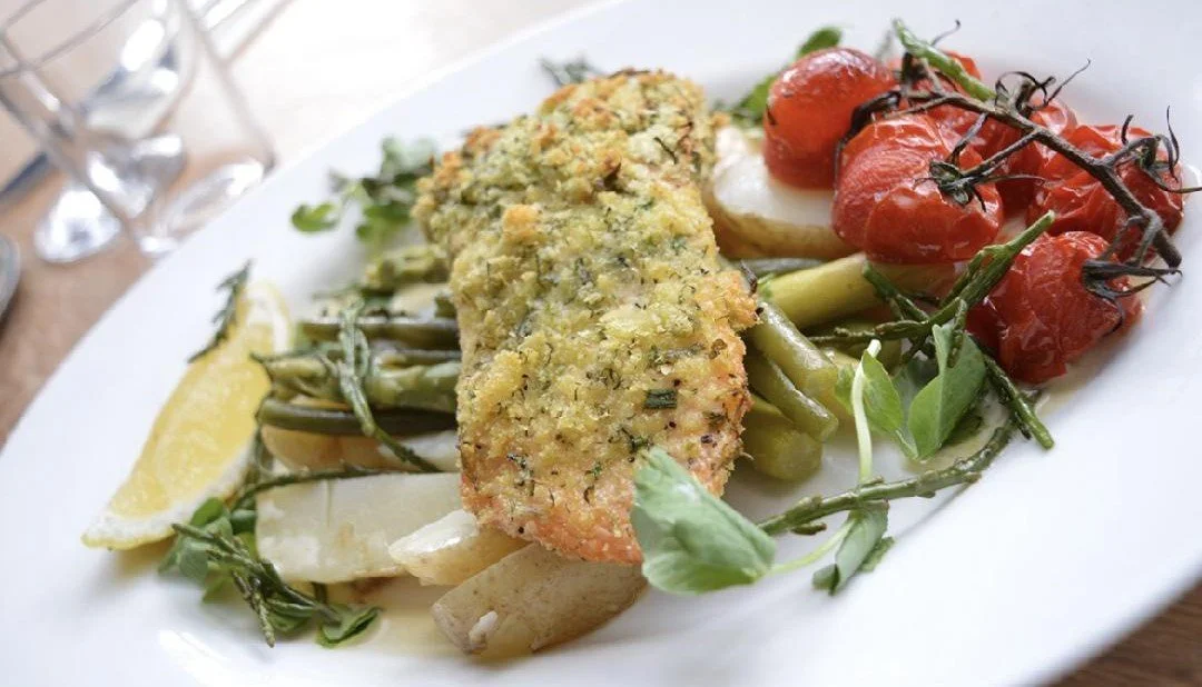 Salmon dish at The Woodmancote
